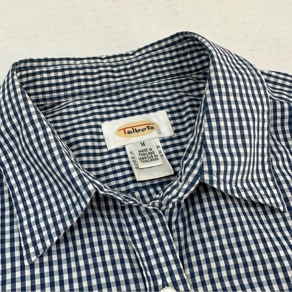 Talbots Lightweight Cotton Blue Check Long Sleeve Blouse, M - Picture 6 of 7